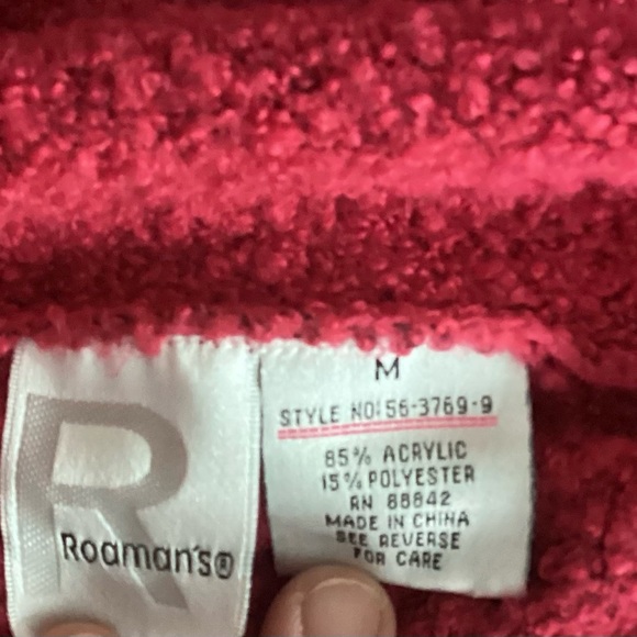 Very cute red knobby sweater, acrylic/poly blend, soft and light. - Picture 3 of 5